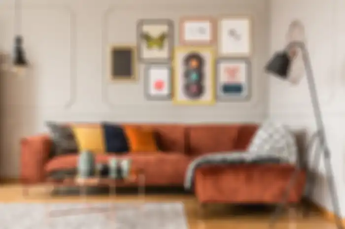Ilustrasi interior dengan karya seni