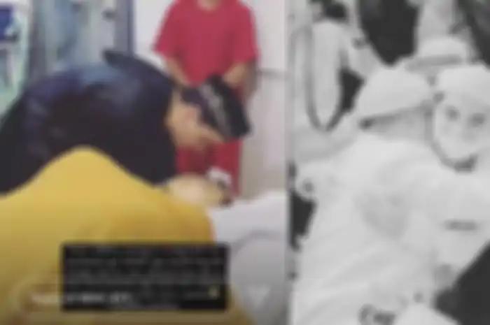 Alvin Faiz tak kuasa menahan tangis saat di depan jenazah Ameer Azzikra. 