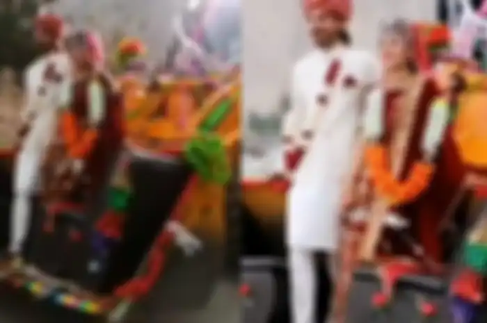 Pengantin asal Pakistan diarak pakai buldozer.