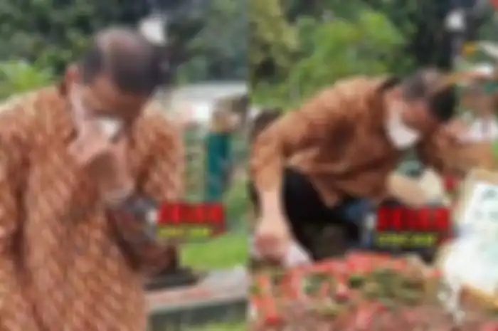 Doddy Sudrajat menangis di makam Vanessa Angel