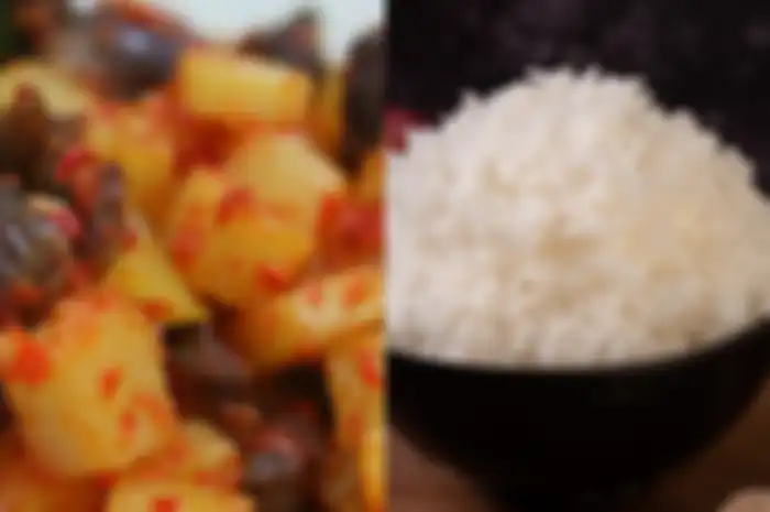 Kentang balado dan nasi