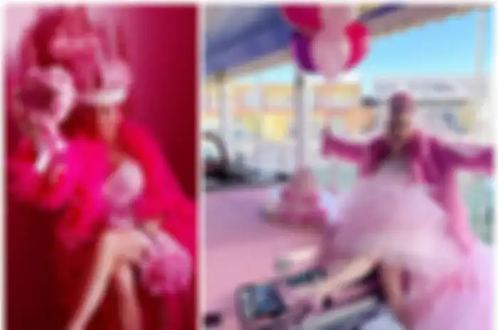 Seorang perempuan yang menikahi warna pink