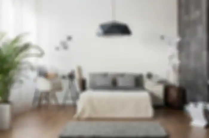 Ilustrasi kamar tidur bernuansa zen, kamar tidur berwarna hitam, putih, dan abu-abu.(SHUTTERSTOCK/PHOTOGRAPHEE.EU) 