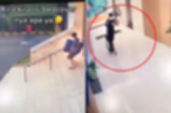 Aksi seorang pemuda curi TV dari hamar hotel terekam CCTV