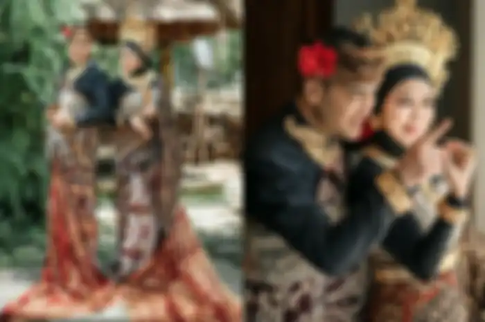 Gaya Venna Melinda dan Ferry Irawan saat prewedding dengan pakaian adat Bali.