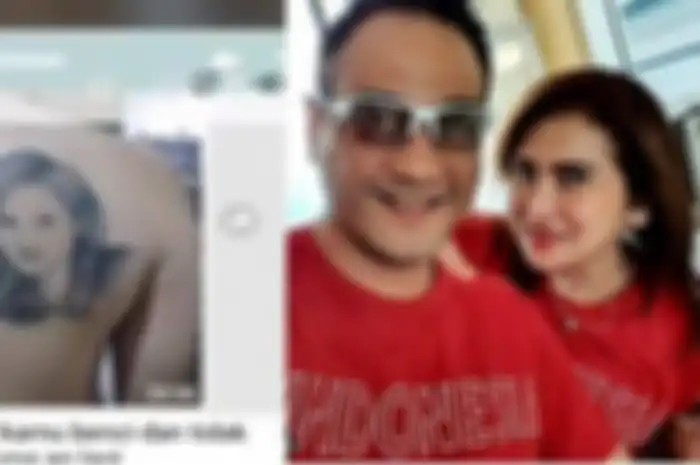 Tato wajah Anggia Novia di punggung Ferry Irawan