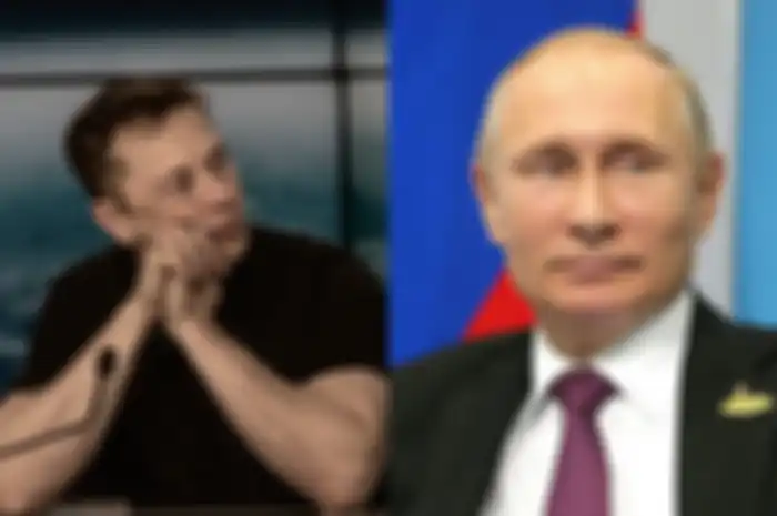 Ilustrasi Elon Musk vs Vladimir Putin