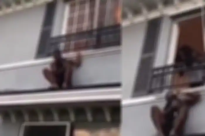 Selingkuhan istri takut ketahuan suami sah akhirnya kabur lewat jendela.