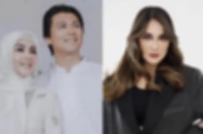Kolase foto Syahrini, Reino Barack, dan Luna Maya.