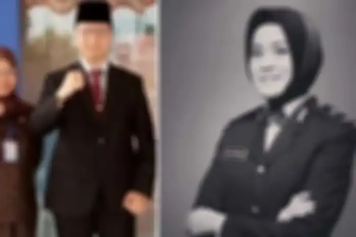 (kiri ) Kolase foto W, istri Yana dan suami Polwan Suci Darma, DKM yang diduga selingkuhannya. 