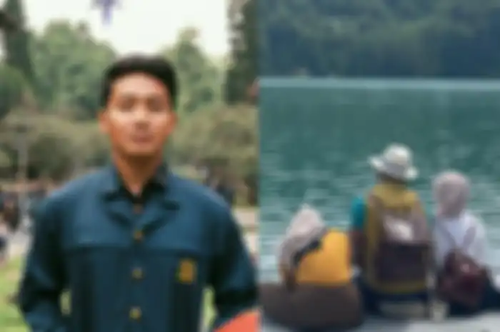 Kolase foto Emmeril Kahn dan keluarga Ridwan kamil dipinggir Sungai Aare 