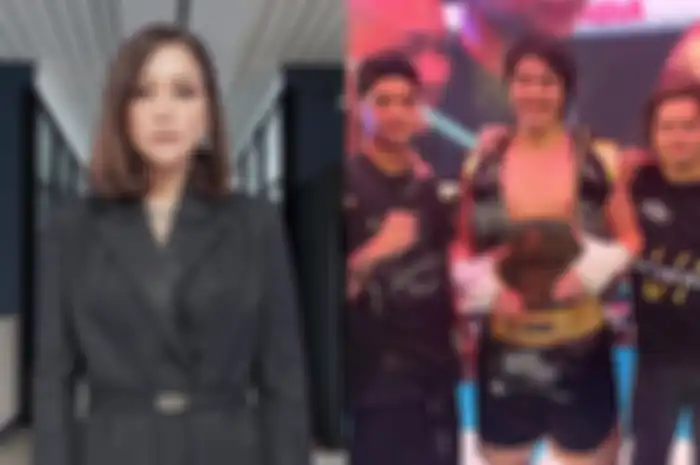 Kolase foto Maia Estianty dan El yang menang tinju 