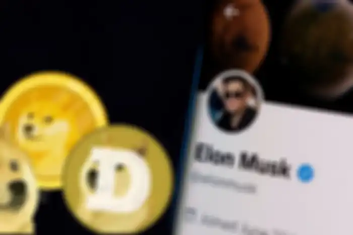 Ilustrasi akun Twitter Elon Musk melakukan pompom mata uang kripto Dogecoin