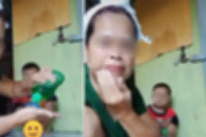 Wanita cuci muka menggunakan sabun cuci piring.