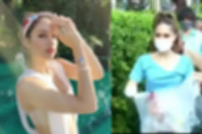 Cinta Laura saat pungut sampah di Citayam Fashion Week