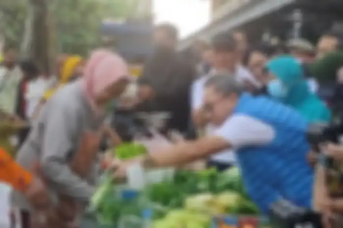Menteri Perdagangan RI Zulkifli Hasan sidak Pasar Wates, Kabupaten Kulon Progo, Daerah Istimewa Yogyakarta.