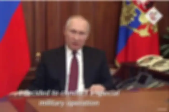 Presiden Rusia Vladimir Putin mengumumkan invasi ke Ukraina pada Kamis (24/2/2022).