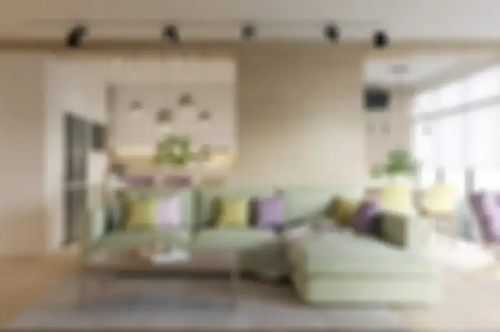 Ilustrasi interior dengan warna pastel