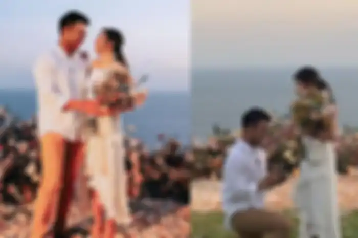 Momen lamaran Jessica Mila dan Yakup Hasibuan. 