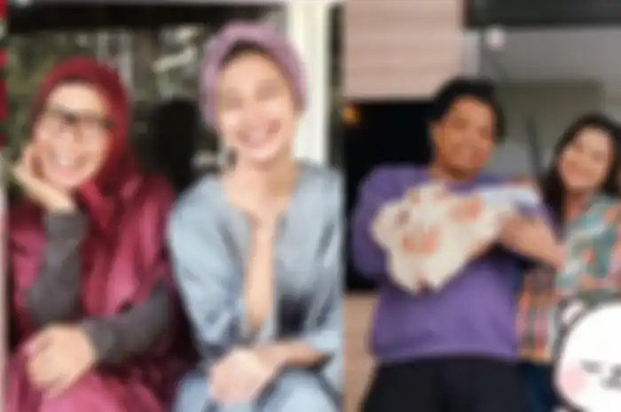 Nursyah dan Indah Permatasari (kiri), Arie Kriting gendong anak pertamanya dengan Indah Permatasari.