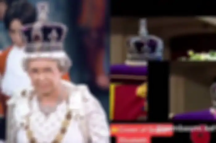 Potret mahkota mewah damping peti jenazah Ratu Elizabeth II