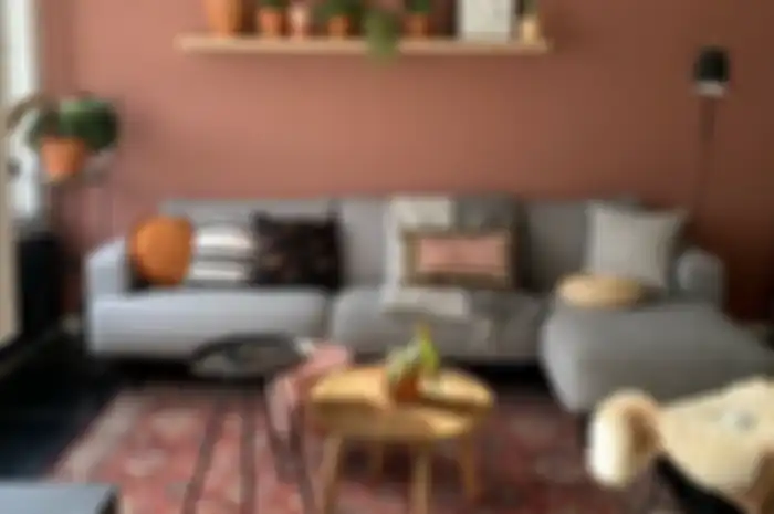 Ilustrasi interior dengan warna terakota