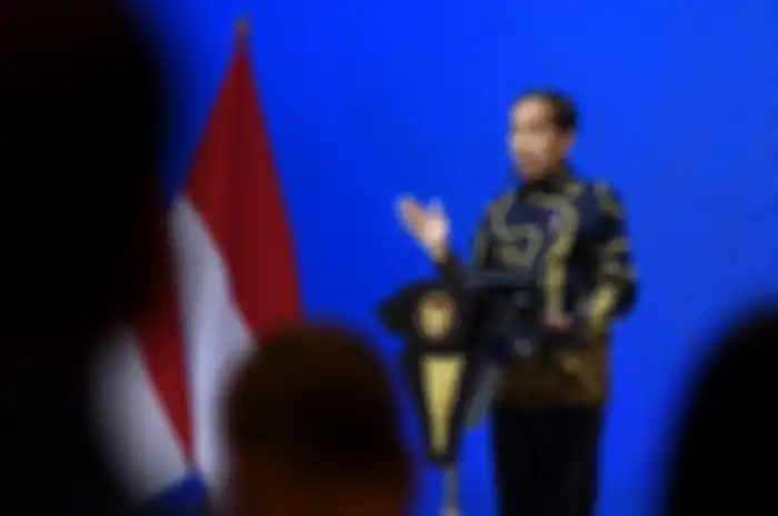 Presiden Jokowi saat menyampaikan sambutan pada acara United Overseas Bank (UOB) Economic Outlook 2023 pada Kamis, (29/09/2022).
