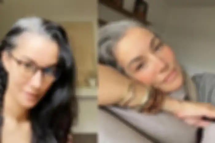 Nadya Hutagalung tetap pede dengan rambut putihnya.