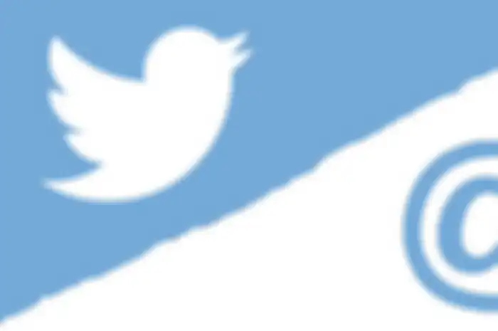 Ilustrasi logo mention dan Twitter. 