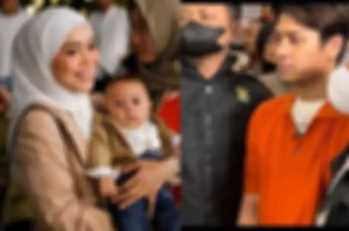 Kolase foto Lesti Kejora dan anaknya beserta Rizky Billar mengenakan baju tahanan 
