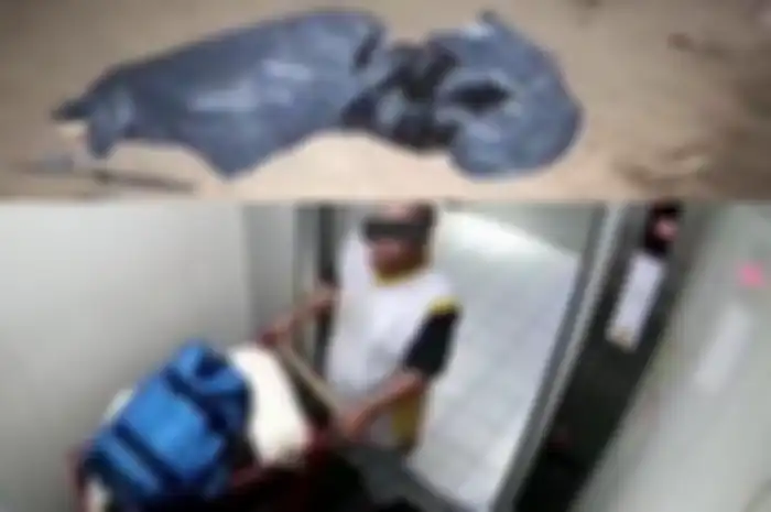 Pelaku yang membuang jasad wanita berinisial AYR terekam CCTV di lift tertawa menyapa orang lain