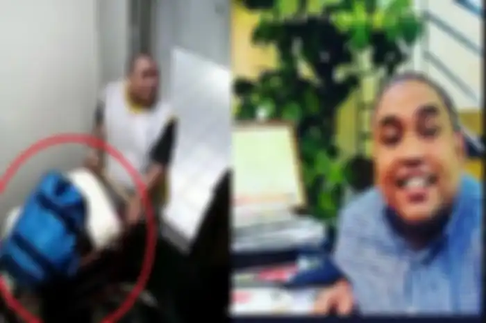 Foto Rudolf Tobing saat di lift apartemen dan foto selfie Rudolf Tobing.