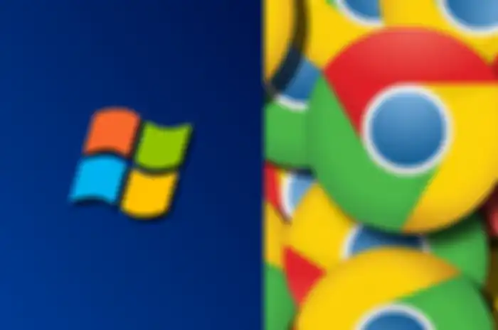 Logo Windows 7 (kiri) dan Google Chrome (kanan)