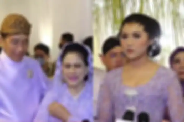 Presiden Jokowi, Iriana Jokowi, dan Erina Gudono di acara Midodareni.