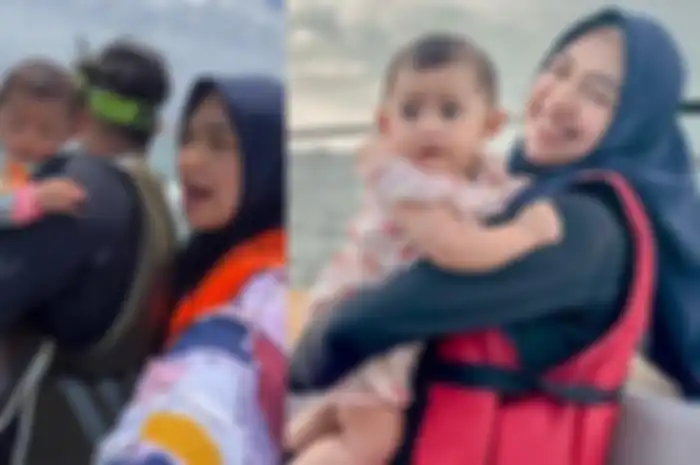 Ria Ricis ajak Baby Moana naik jetski