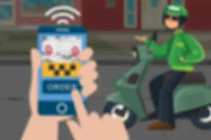 Ilustrasi driver ojek online (online)