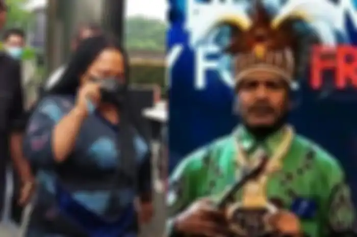 Yulce Wenda, istri Lukas Enembe (kiri) dan petinggi KKB Papua atau OPM Benny Wenda (kanan) 