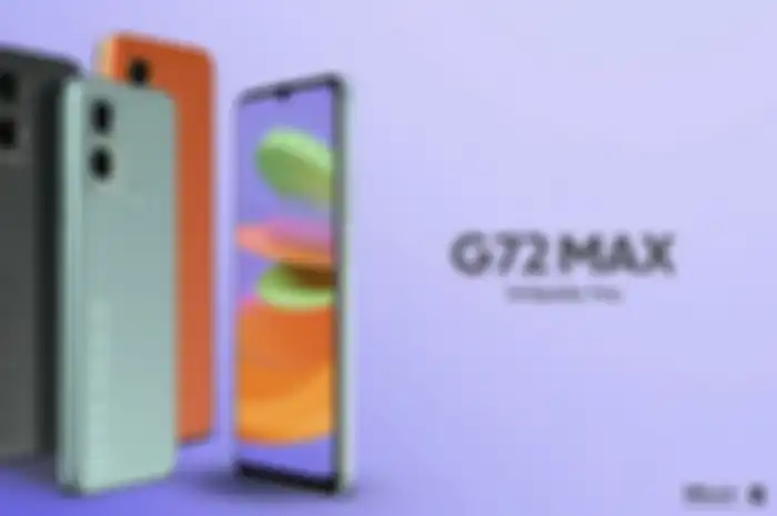 Poster promosi BLU G72 Max, HP entry level dengan spesifikasi hp seperti chipset Helio G37. 