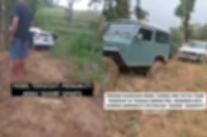 Proses evakuasi mobil CRV yang nyasar di hutan
