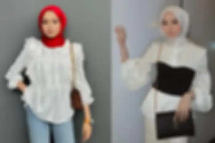 Atasan hijab putih untuk lebaran ala Liya Maisarah