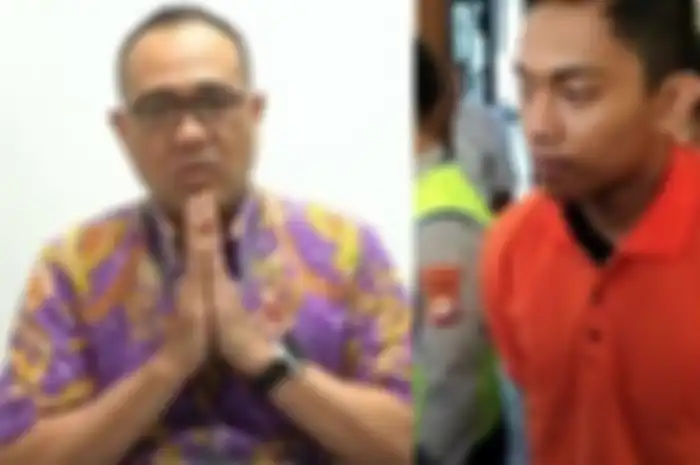 Ayah Mario Dandy Satrio (20) yang merupakan pejabat pajak bernama Rafael Alun Trisambodo (kiri) dan Mario saat dihadirkan Polres Metro Jakarta Selatan dalam konferensi pers, Rabu (22/2/2023) (kanan)