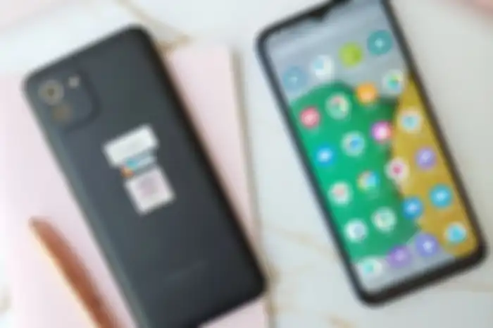 Ilustrasi hp Samsung Galaxy A03 yang merupakan salah satu hp Android yang terlaris di dunia. 