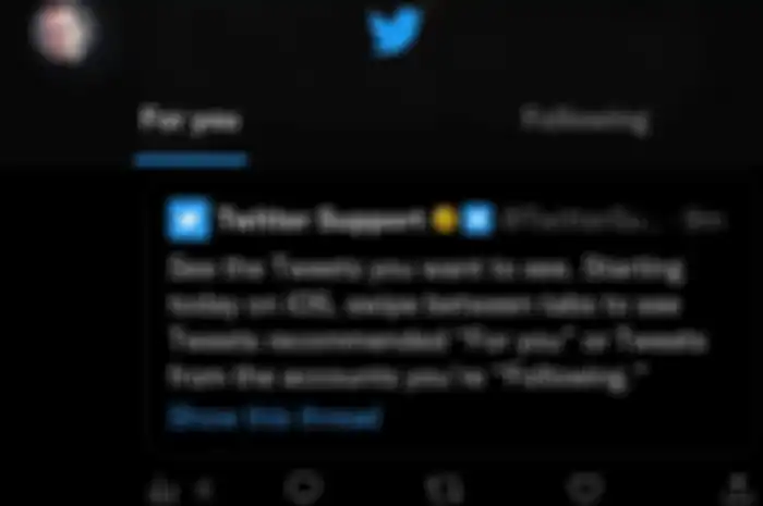Tampilan timeline for you di Twitter.