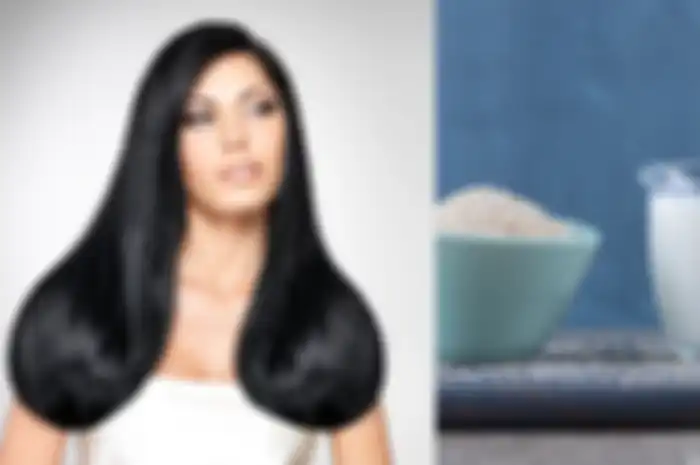 Rambut berkilau dengan air cucian beras.
