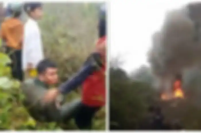 Sebuah helikopter jatuh di Ciwidey Rancabali, Kabupaten Bandung.
