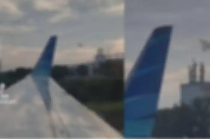 Viral di TikTok layangan nyangkut di sayap pesawat maskapai Garuda Indonesia rute Jakarta-Palembang, Kamis (15/6/2023). 