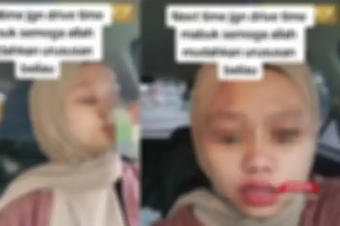 Viral di TikTok wainta mabuk saat mengendarai mobil.