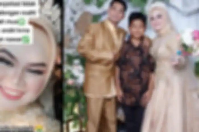 Wanita kesal melihat hasil make up dan foto pernikahannya. 