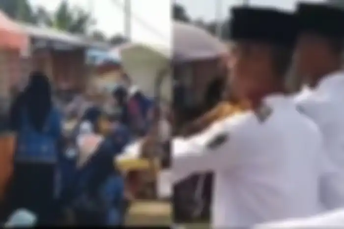 Viral di TikTok sejumlah guru berteduh saat upacara peringatan Kemerdekaan Ri berlangsung.