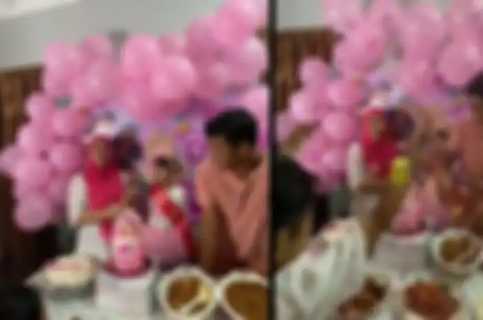 istri nekat tembakan konfeti di pesta ulang tahun anak, menyesal tak dengarkan nasihat suami, kini hidangan penuh plastik.